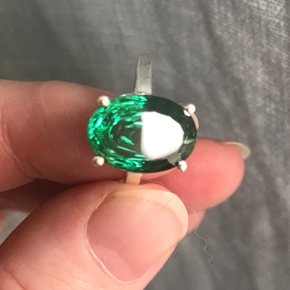 Faceted green tourmaline sterling silver ring 7.5 - Picture 2 of 4